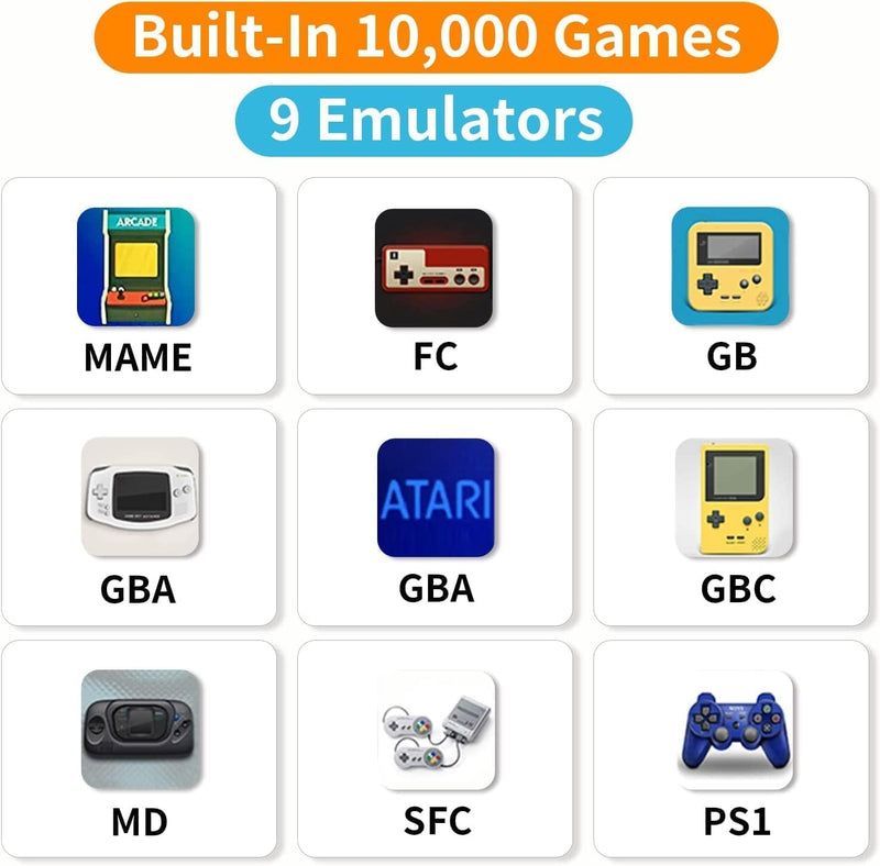 YU WELL Wireless Retro Game Console, Plug & Play Video TV Game Stick With 10000+ Games Built-in, 9 Emulators, 4K HDMI Output for TV with Dual 2.4G Wireless Controllers