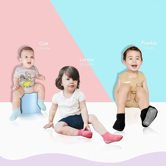 Grips Ankle Socks for Toddler, SYOSI Non Slip Socks for Kids, Low Cut Anti Skid Floor Socks for Baby Boys and Girls