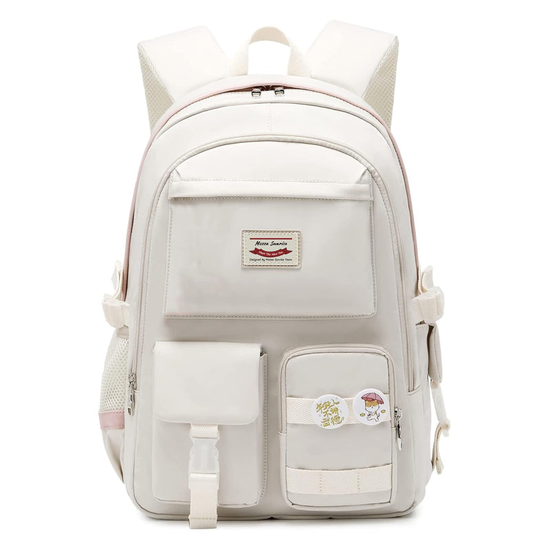TOMVAES Laptop Backpacks School Bag, Off-white (15.6in) Large