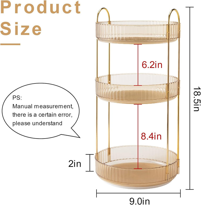 INVSSENE 360° Rotating Makeup Organizer, Bathroom Make Up Spinning Holder Rack, Large Capacity Cosmetics Storage Vanity Shelf Countertop, Fits Cosmetics, Perfume, Skincare, Lipsticks(2 Tiers, Green)