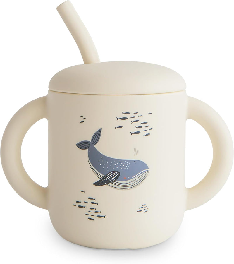 Mushie Silicone Training Cup with Straw for Baby - 175ml Leak-Resistant Cups for Toddlers with Removable Lid - BPA-Free, Dishwasher Safe | Blush
