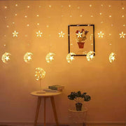 YU WELL EID Ramadan Decoration Lights, Star with Moon and serial lights, 3.5M Ramadan Lights with 8 Sequence Modes, comes with 220V. Celebration Lights (Stars with Mosque) - Moon with Star