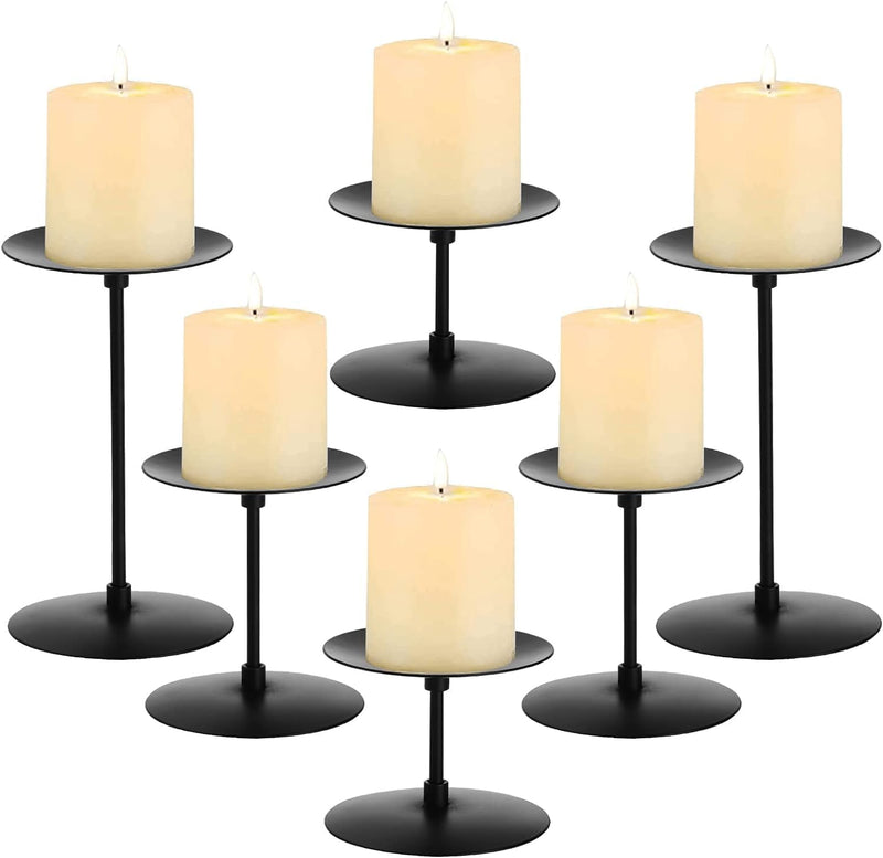 Fohome 6 PCS Black Candle Holders,Minimalism Modern Iron Candle Sticks Holder Decor,Candle Stand for Wedding,Dinning,Party,Home Decorating,Anniversary