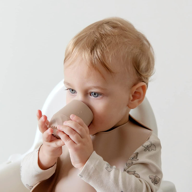 SAMiGO Silicone Baby Cups Tiny Cups for 6-12 Month Infants - Baby Led Weaning Cups for Training - Open Cup Set - 2 Pack
