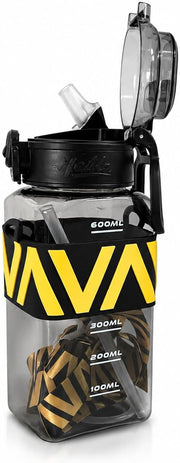 600ML Sports Water Bottle with Straw Lid, BPA Free Leakproof Water Bottle with Carry Strap for Kids, Teens and Adults, Ideal for School and Travel (Black) - Black