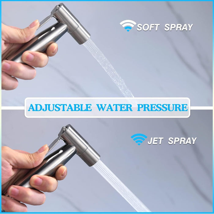 KASTWAVE Handheld Toilet Bidet Sprayer for Toilet, Adjustable Water Pressure Control with Bidet Hose for Feminine Wash, Stainless Steel Brushed Nickel Cloth Diaper for Baby Wash