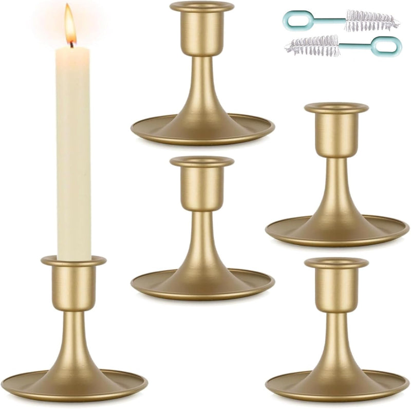 VHYUAH Candle Holder,Candlestick Holders 4PCS,Candle Sticks Holder Decor,Candle Holders for Pillar Candles,Gold Candle Holders for Dinning Table,Fireplace,Wedding and Anniversary Party
