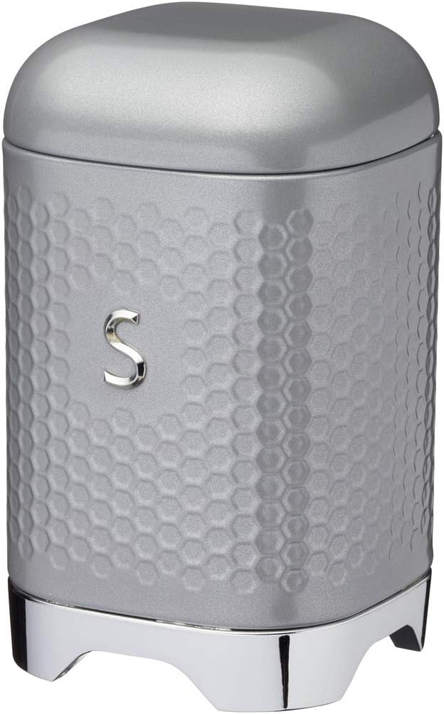 KITCHENCRAFT Lovello Midnight Navy Coffee Canister, 11x11x19cm, Gift Tagged - Shadow Grey Sugar