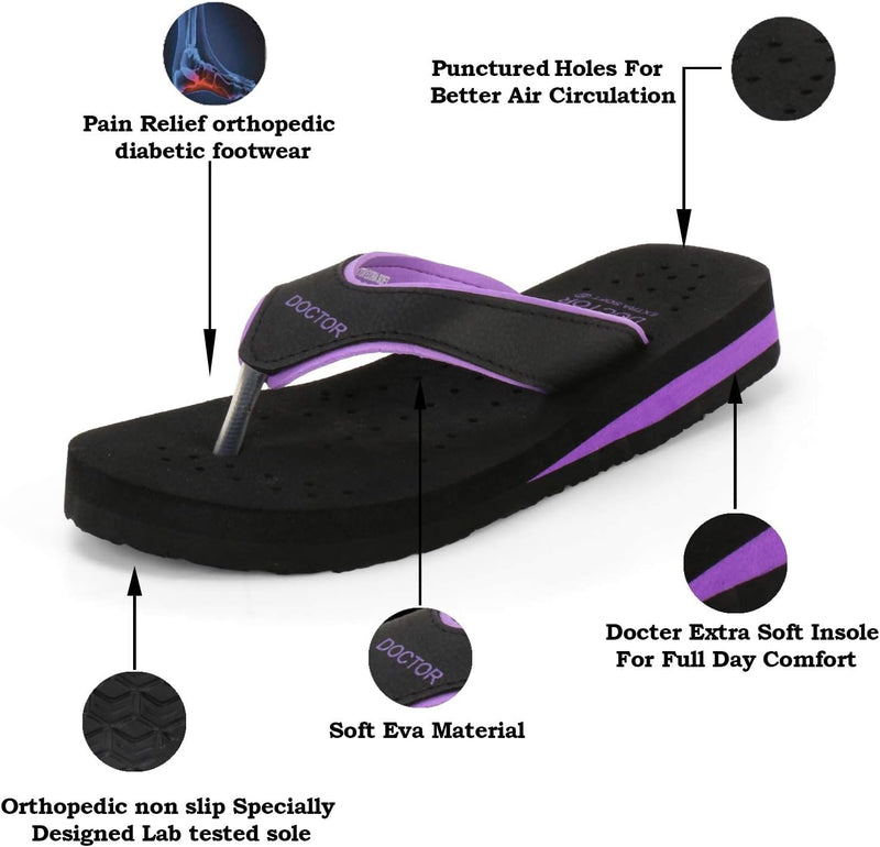 DOCTOR EXTRA SOFT Ortho Care Diabetic Orthopaedic Pregnancy Super Comfort Dr Flipflops and House Slippers For Women's and Girl's D-18