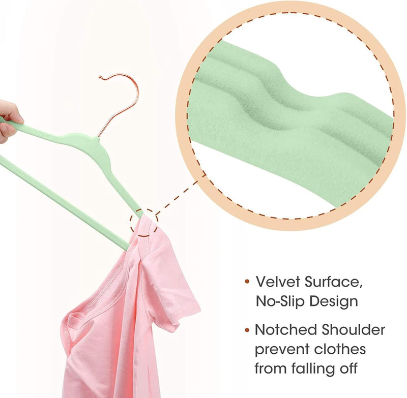 Red Dot Gift® 50 Pack Baby Velvet Hangers 11Inch/28cm - Nursery Clothes Hangers Non Slip Toddler Hangers, 360 Chrome Swivel Hook (White, 50)