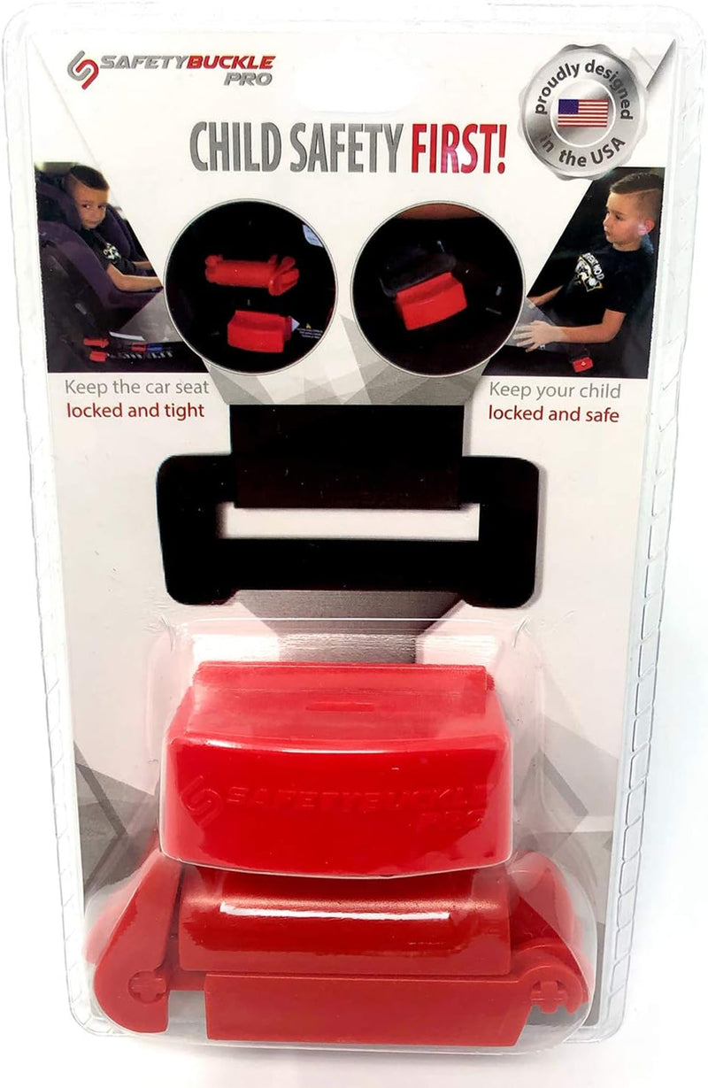 Safety Buckle Pro Seatbelt Lock and Seat Belt Locking Clip - Keep Children in car seat Locked and Tight - Stops Kids with Special Needs from unbuckle - Strong ABS Plastic Buckle Guard - Universal Fit