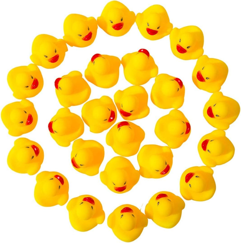 DZTIAN 51-Pieces Float & Squeak Mini Rubber Duck Baby Bath Ducky Sound ShowerToys for Kids Celebrate The Joy of The Children（1.6"x 1.5" x 1.2"）