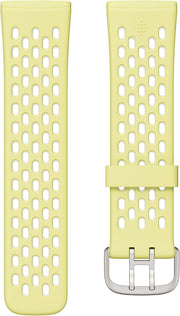 Official Versa 4 Sense 2 Sport Band (compatible with Versa 3 & Sense) - Glow Up/Frost White Small