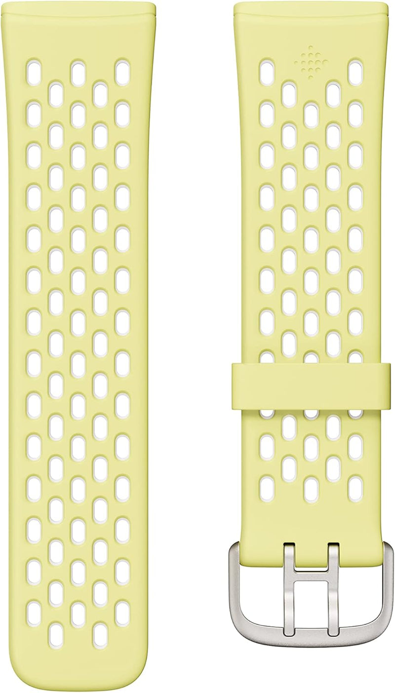 Official Versa 4 Sense 2 Sport Band (compatible with Versa 3 & Sense) - Glow Up/Frost White Small