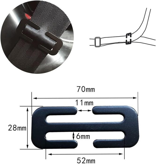KASTWAVE 38MM Metal E-shaped Seat Belt Adjustment Buckle, 2 Pack Shoulder Strap Positioner Car Child Safety Seat Locks Clips Hardware Accessories (Black)