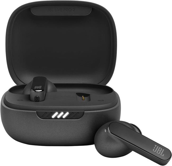 JBL Live Pro 2 True Wireless Noise Cancelling Earbuds, JBL Signature Sound, Smart Ambient, 40H Battery, 6 Microphones, Oval Tube, Multi-Point Connection, IPX5 Water Resistant - Black, JBLLIVEPRO2BLK