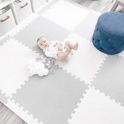Bumble & Bird - Baby Play Mat - Motor Skills - Educational Mat - Non-Toxic EVA Foam - Waterproof - Easy to Clean - Easy to Store - 9pcs + 12 Edges - 60cm x 60cm x 1.2cm - Grey