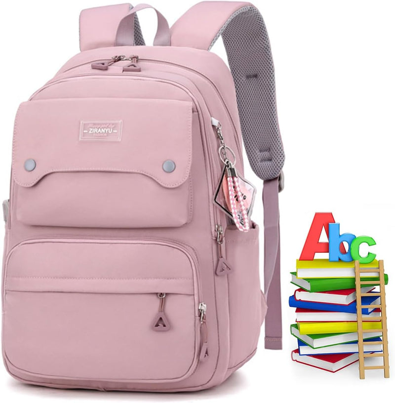 School Bag,Girl Backpack,Large Capacity Backpack Lightweight Waterproof School Backpack,Teen Girls Casual Backpack High Middle School Daypack Women Daily Travel - Pink
