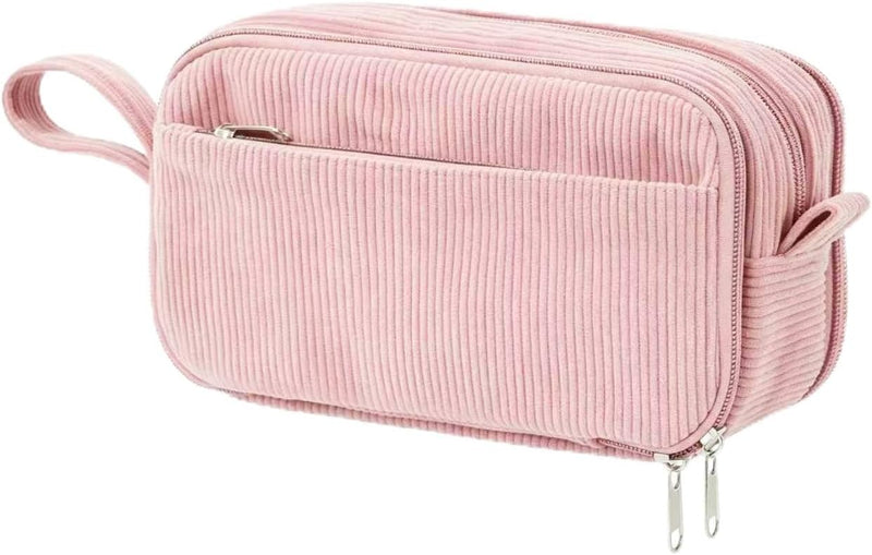 BuyCard Large Capacity Cute Pencil Case, Aesthetic Pen Pouch, White with Pink Bow Pattern Pencil Bag, Kawaii Stationery Storage and Organizer, Supplies for Teen and Adult Girls - Pink