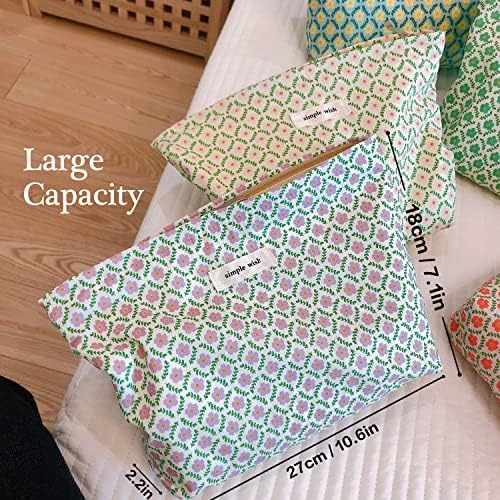 STARDW Flower Cosmetic Bags Makeup Bags for Women and Girls,Travel Makeup Bag Large Capacity Canvas Makeup Bag,Makeup Organizer Bag Zipper Pouch, Embossed pink, Large Capacity Aesthetic Makeup Bags