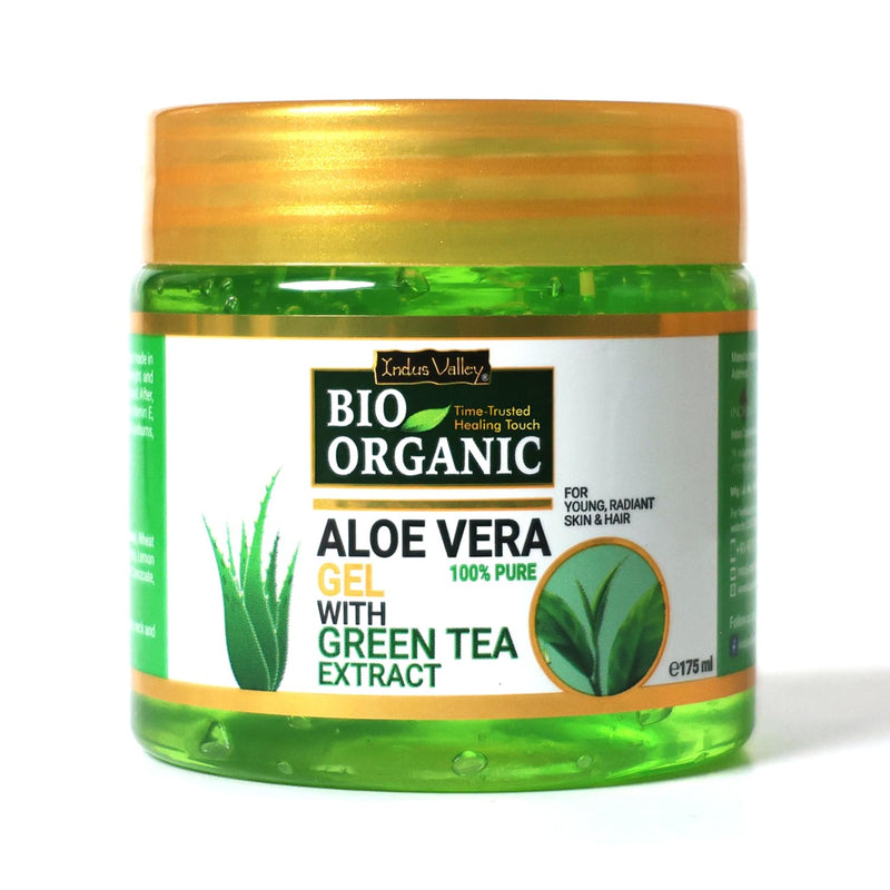Indus Valley Bio Organic 100% Pure Aloe Vera Gel with Vitamin C & E for Skin & Hair | Non-Sticky Natural Aloe vera Gel - Soothes & Face Moisturizes, Irritated Skin Caused by Sunburn, Rashes(175Ml)