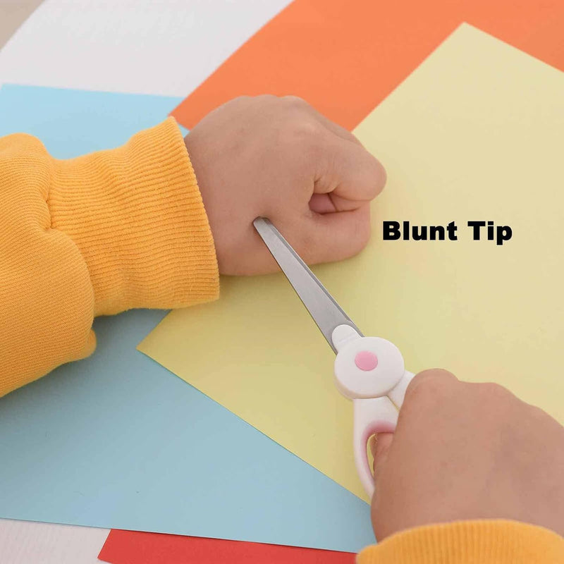 Blunted Kids Craft Scissors with Sleeve, 5.2 Inch Small Blunt Tip Training Scissors, Stainless Steel Blades Safety Handles for School Preschool Student Children Cutting Paper (2 Pcs, Bunny)