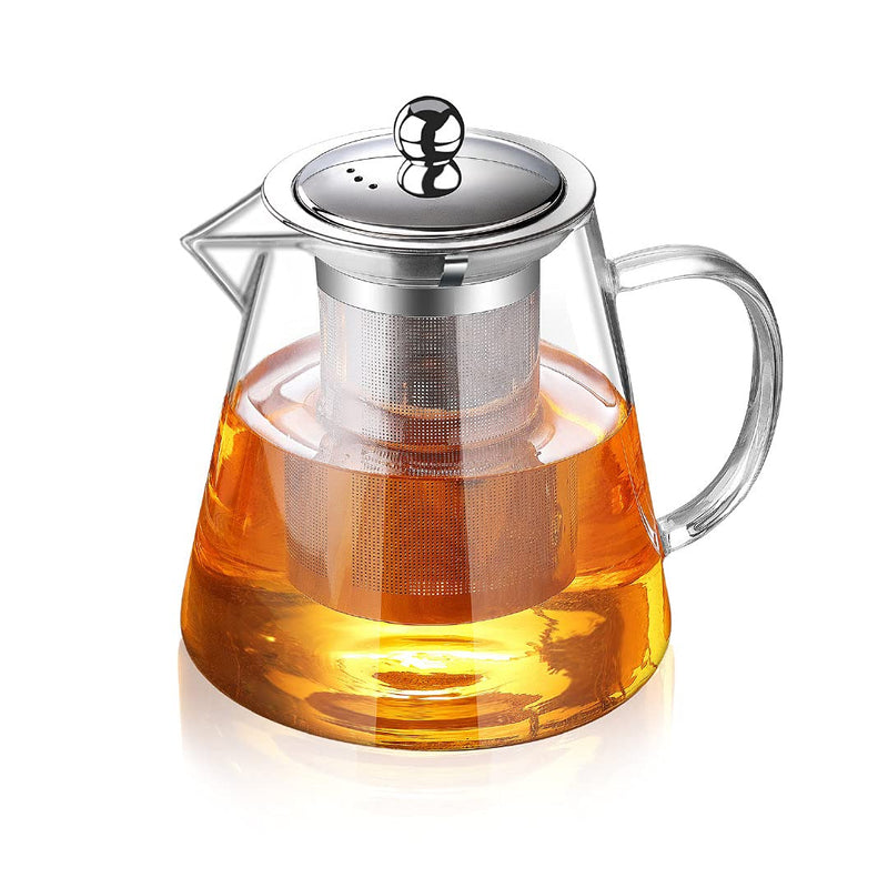 TMOST Glass Teapot with Infuser Tea Pot 32oz/43oz Tea Kettle Stovetop Safe Blooming and Loose Leaf Tea Maker Set (43oz/ 1300ml)