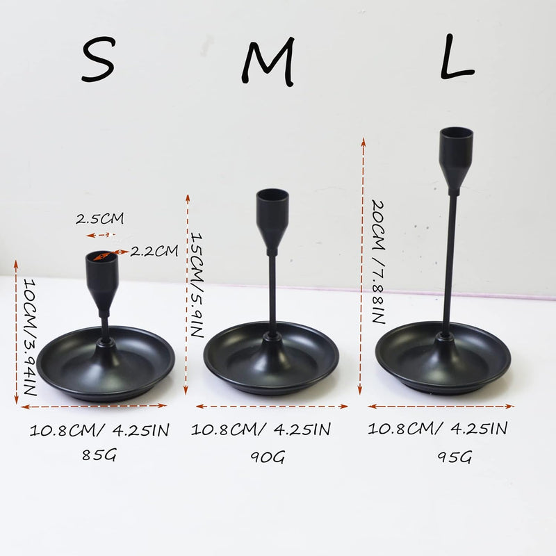 YACMMY Matte Black Candle Holders Set of 3 for Taper Candles, Decorative Candlestick Holder for Wedding, Dinning, Party.