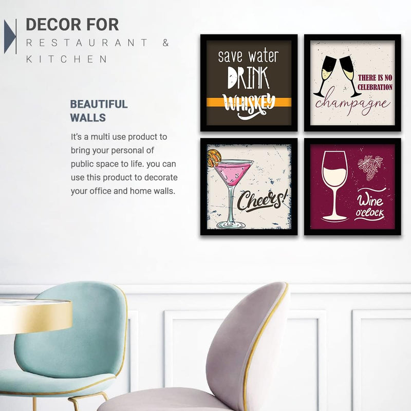 kotart Engineered Wood Photo Frames For Kitchen And Restaurant Wall Decoration - Food Quotes Decor Poster With Frame (11 Inch X 11 Inch, Multi) Design-2, Square)