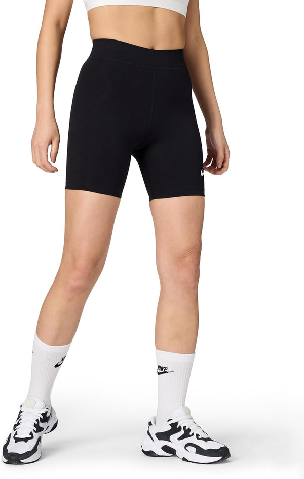 womens W Nsw Nk Clsc Hr 8in Short Shorts - BLACK/(SAIL)