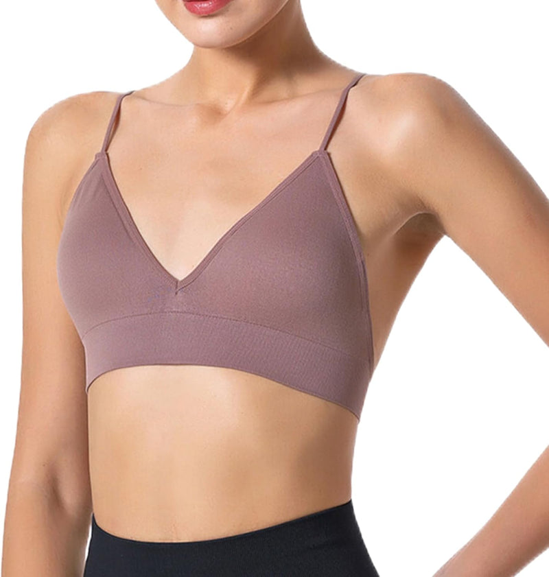 Dress Cici Women'S V Neck Triangle Strappy Sport Bra With Strappy Shoulder Strap