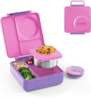 Box Bento Box for Kids - Insulated with Leak-proof Thermos Container - 3 Compartments, Two Temperature Zones Unicorn Pink