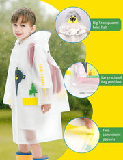 Kids Rain Poncho, Children's raincoats, Kids Raincoat Girls Boys Reusable Rain Poncho Jacket, Waterproof Jacket with Hood Toddler Rainwear Rain Coat (Bear M)