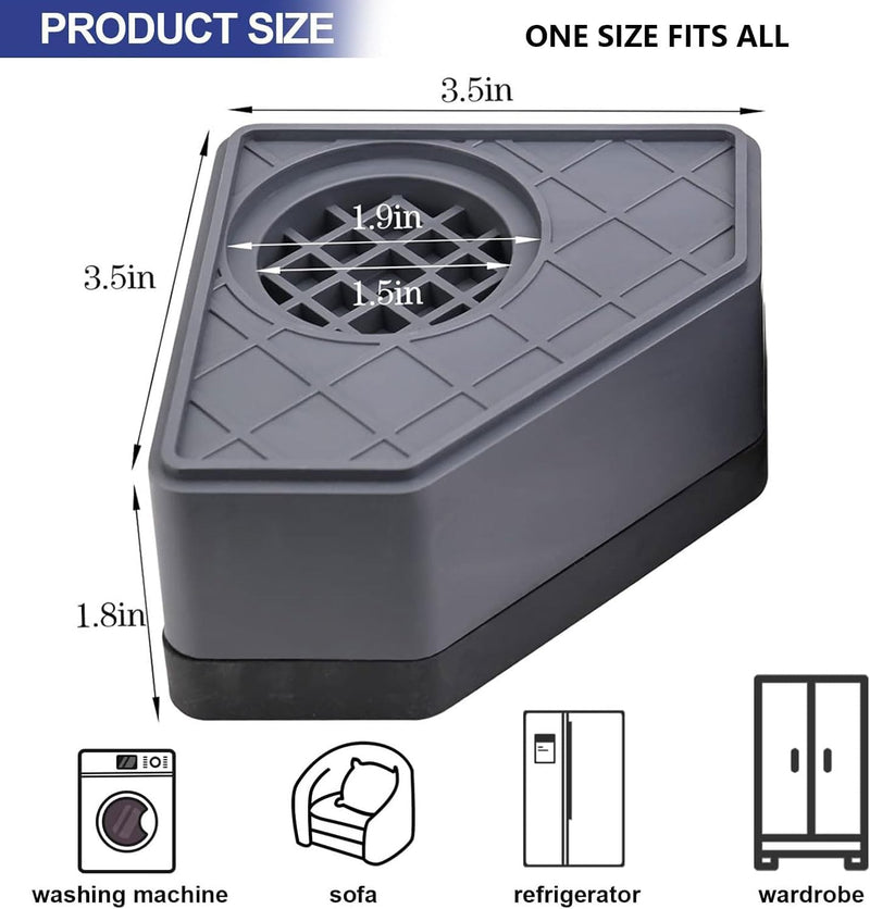 Anti Vibration Pads for Washing Machine,Shock and Noise Cancelling Washer Dryer Support Feet Mat, Washing Machine Stabilizer Anti Slip Stops Moving Protect The Floor (4pcs Square)