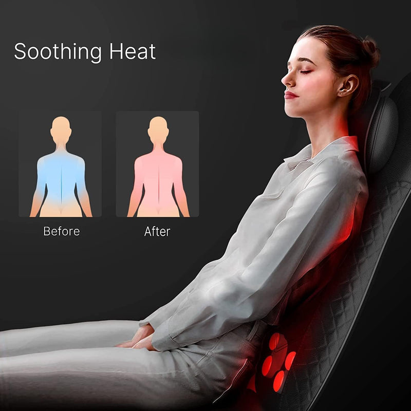 Back Massager with Heat, Shiatsu Massage Chair Full Body, Neck Massager Height Adjustable, Back Massager Deep Tissue Kneading, Massager Seat Vibration, Massage at Home, Office - BM-A