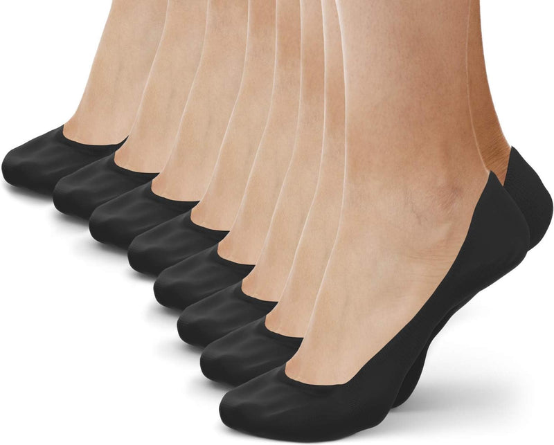 No Show Socks for Men & Women-Low Cut Socks,Breathable Liner Socks,Non-Slip Footie Socks for Flat Sneaker - Black Noshow (8 Pairs)
