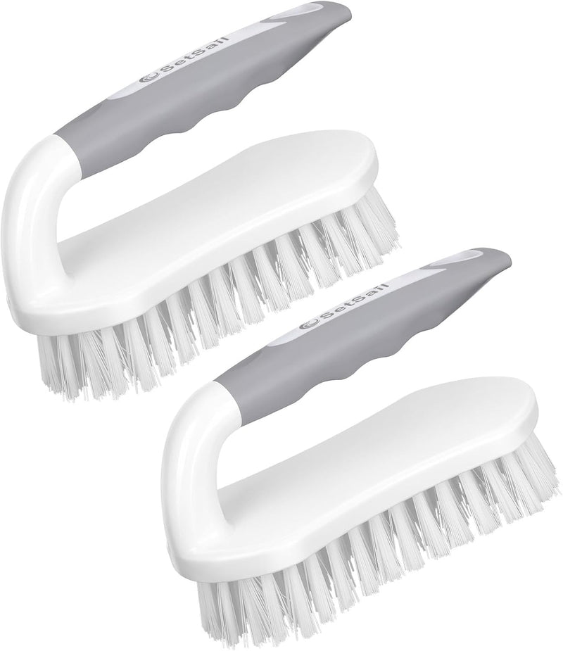 SetSail Scrub Brush, Heavy-Duty Scrub Brushes for Cleaning with Stiff Bristles Cleaning Brush for Shower, Bathroom, Carpet, Kitchen and Bathtub Scrubber - 2 Pack - White