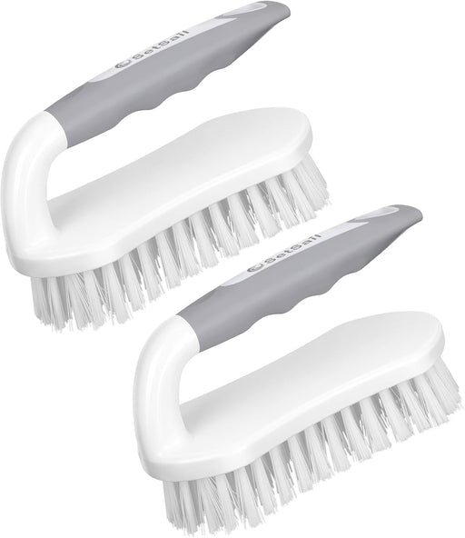 SetSail Scrub Brush, Heavy-Duty Scrub Brushes for Cleaning with Stiff Bristles Cleaning Brush for Shower, Bathroom, Carpet, Kitchen and Bathtub Scrubber - 2 Pack - White