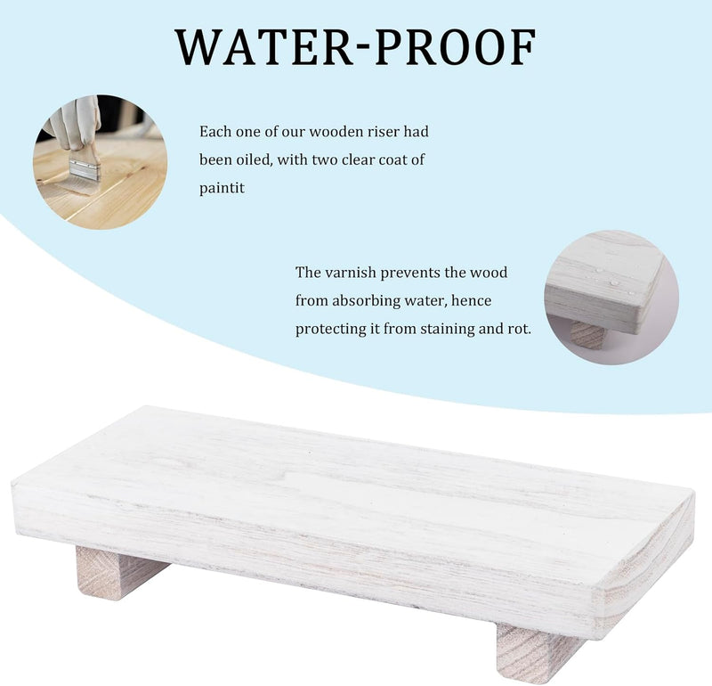 zoocatia Small Wood Tray Pedestal Stand Farmhouse Bathroom Decor Decorative Wooden Riser Kitchen Soap Dish Holder for Vanity, Counter, Sink, Brown