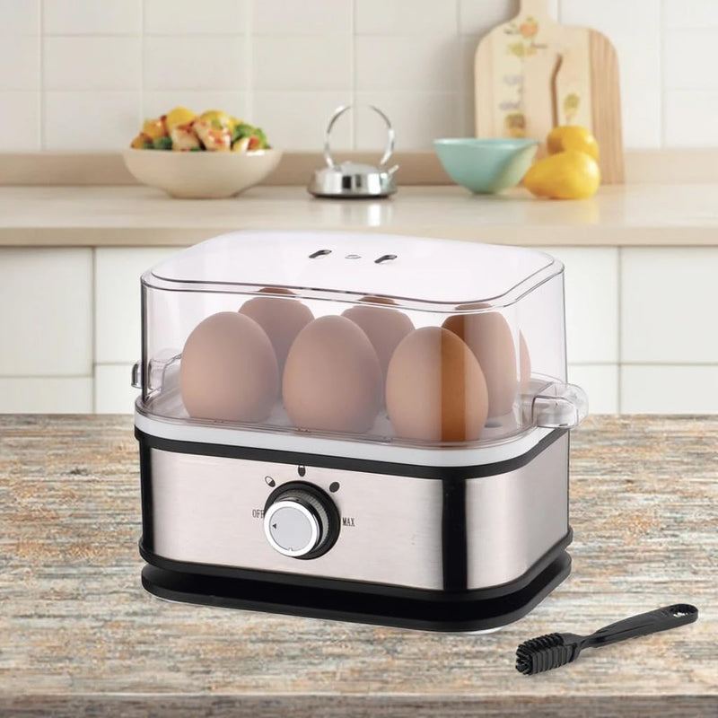 SHOPO KIDS Automatic Egg Cooker : 6 Eggs Capacity Electric Egg Cooker for Boiled Eggs, Poached Egg, Scrambled Egg,Soft/Medium/Hard Boil | Noise-Free Technology,2 years Warranty