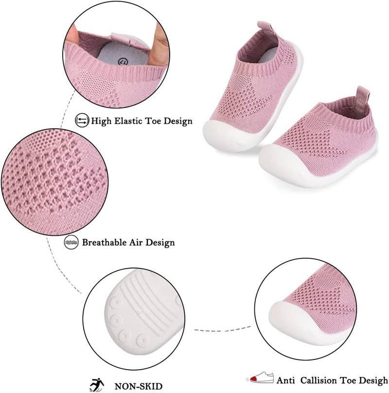 Baby Toddler Non-Skid Sock Shoes Indoor Slipper Breathable Cotton Mesh Lightweight Sole Infant Boy Girls Kids Children