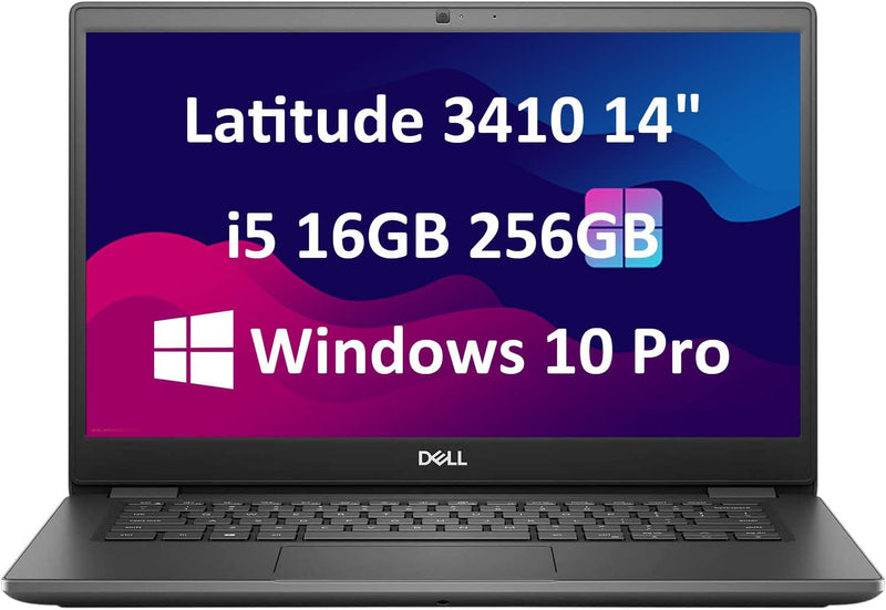 Dell (Refurbished) Latitude 3410 Business Laptop | intel Quad-Core i5-10310U CPU | 16GB RAM | 256GB PCIe SSD | 14.1 inch Non-Touch Dispaly | Windows 10 Pro. | Black