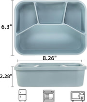NimbusNote Silicone Bento Box, 4 Compartment Leakproof Lunch Box with Lid, 42 Oz Food-Grade Divided Meal Container for Adults & Kids, BPA-Free, Microwave Oven Freezer Dishwasher Safe (Gray Blue)