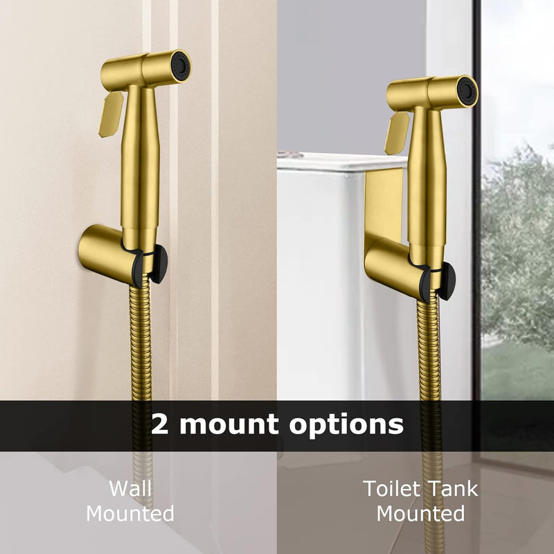 LOSCHEN LOSCHEN 1/2NPT Stainless Steel Bidet Sprayer kit for Toilet,Hand Held Sprayer Shattaf Toilet Attachment for Pet Bath/Personal Hygiene/Bathroom/Closestool,Easy to Install (Brushed Gold)
