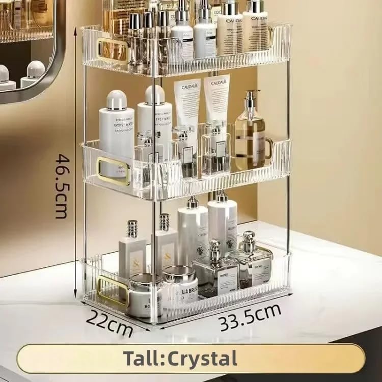 Generic Makeup Organizer Bathroom Organizer Shelf Acrylic Makeup Storage Rack Large Capacity Skincare Cosmetic Liptick Home Kitchen Desktop Holder(3 layer Grey)