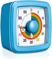 Rainbow Visual Timer for Kids (60 Minute) Silent Analog Countdown Clock with Colorful Time Management Disk Ideal for Classroom, Study, Therapy, and ADHD Focus Routines (Blue, 9cm)