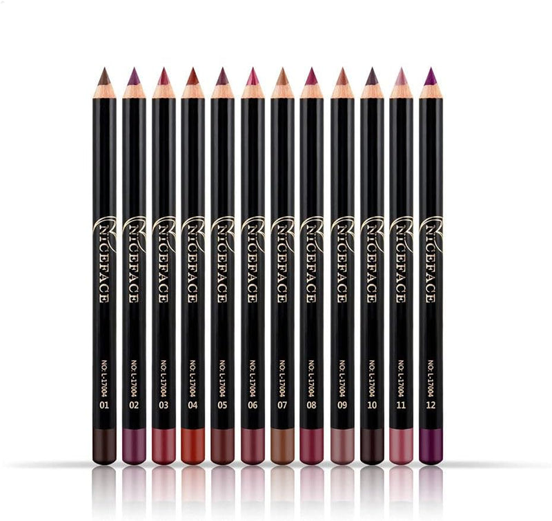 12Pcs Lot Set 12 Colors Lip Liner Pencil Waterproof Non-marking Matt Velvet Lipstick Pen (PUDAIER 12PC SET) - NICEFACE 12PC SET