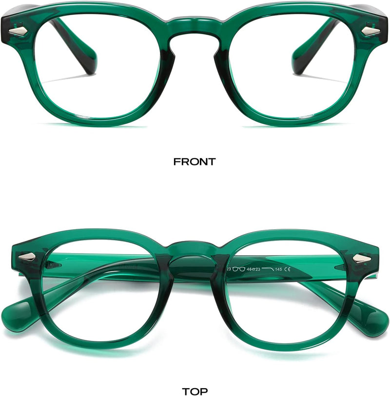 Unisex Vintage Retro Round Style Tinted Sunglasses For Men Women Fashion Circle Sun Glasses 46mm - green, C13 Emerald Green Frame Clear Lens