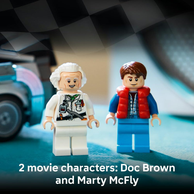 Speed Champions Time Machine from Back to the Future Toy - Car Model Kit w/Doc Brown & Marty McFly Minifigures - Gift for 9+ Year Old Boys, Girls & Movie Fans - 77256