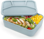 NimbusNote Silicone Bento Box, 4 Compartment Leakproof Lunch Box with Lid, 42 Oz Food-Grade Divided Meal Container for Adults & Kids, BPA-Free, Microwave Oven Freezer Dishwasher Safe (Gray Blue)